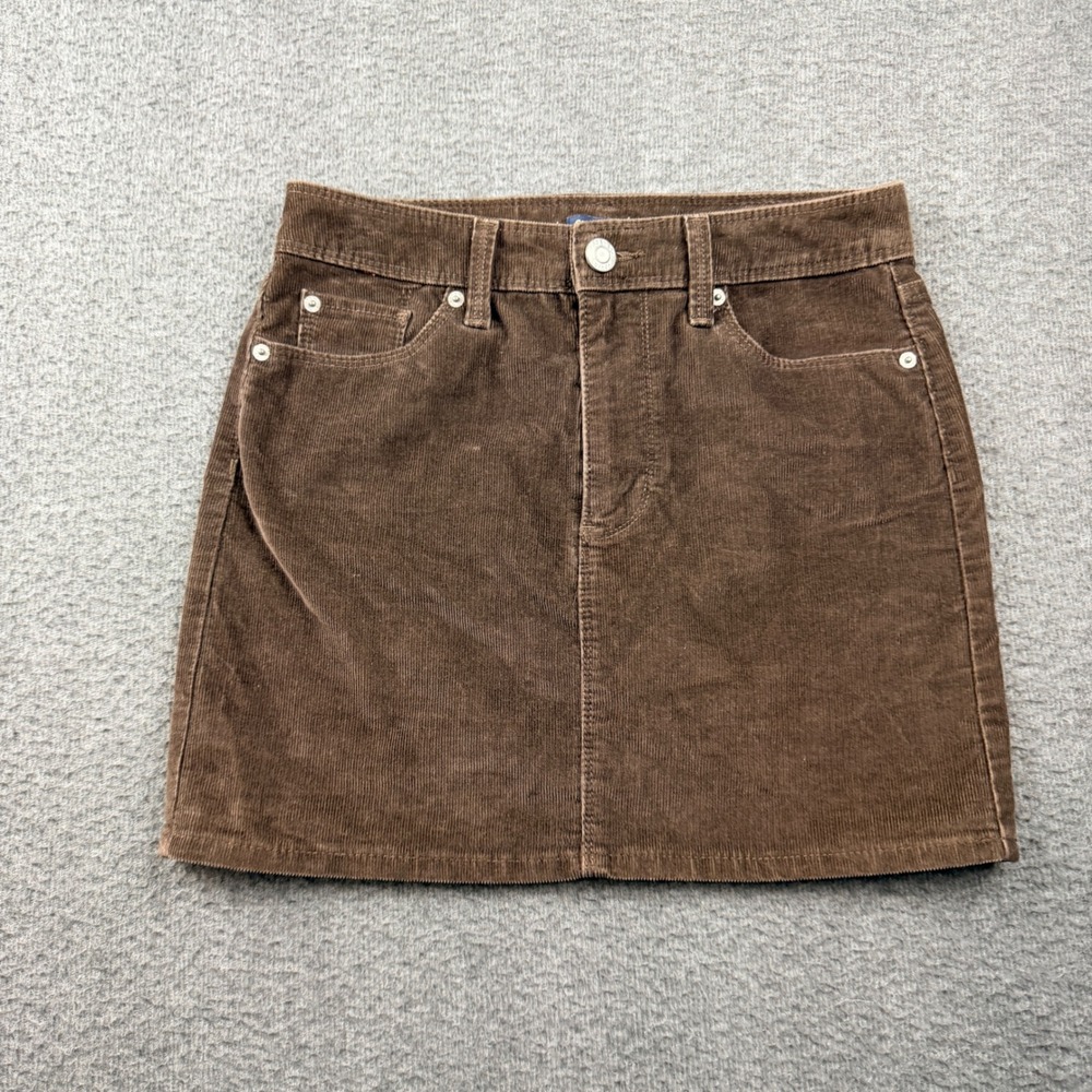 VINTAGE Gap Brown Corduroy Mini‎ Skirt Womens Size 0/25 Stretch 1969 5-Pocket